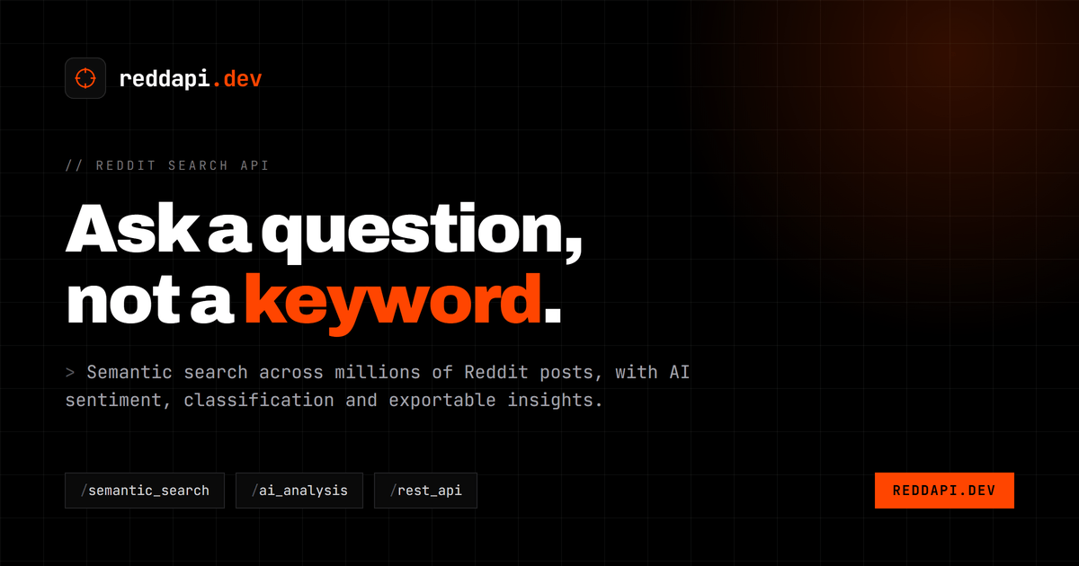 Reddapi.dev Reddit Search API — 官网预览图